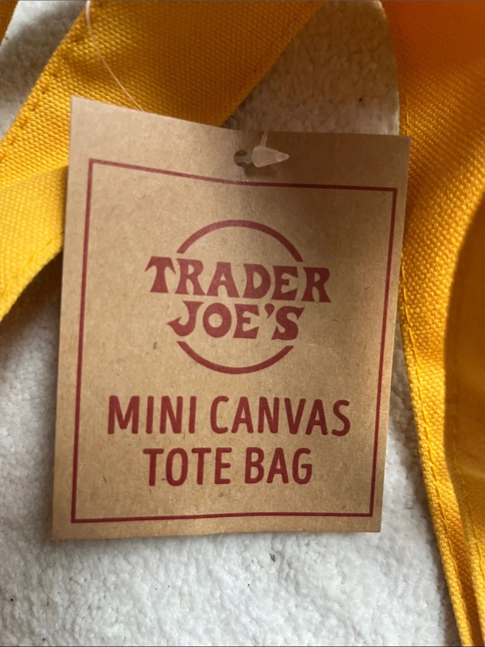 Trader Joe's Mini Canvas Tote Bag Yellow-Trim NWT